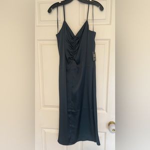 Express satin like midi dress. Dark green. Never worn NWT